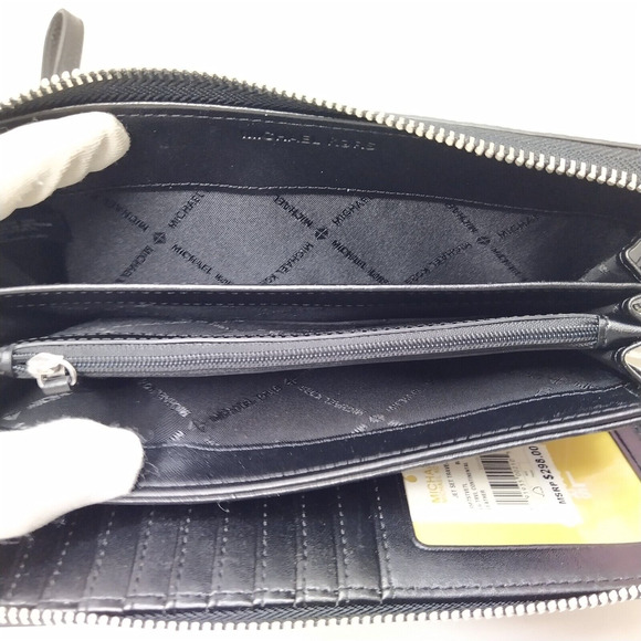 Michael Kors Jet Set Travel Black Pebbled Leather Zip Around Wallet - NWT $298 - Picture 10 of 15